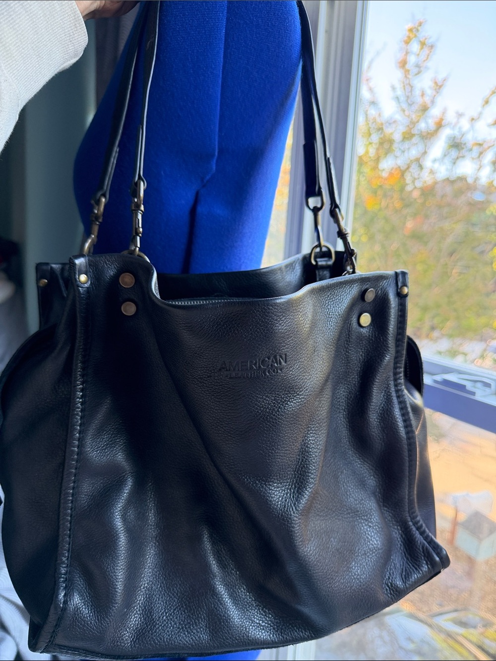 American Leather Co. Black Pebbled Leather Shoulder Bag